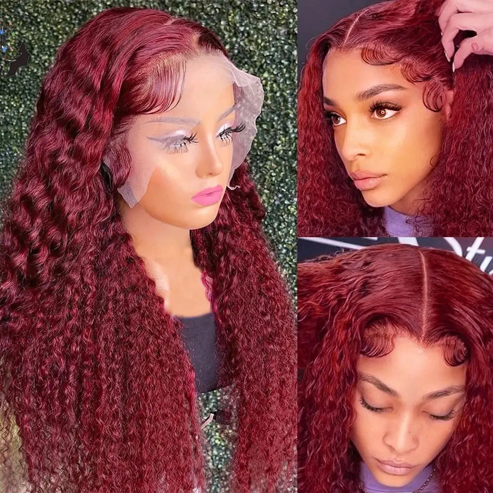 My StoreWig13x4 Hd Transparent Lace Front Wigs Human Hair Wigs For Black Women DeBlack Women Deep Wave Human Hair Wig 99j Burgundy Lace Wigs Pre Plucked