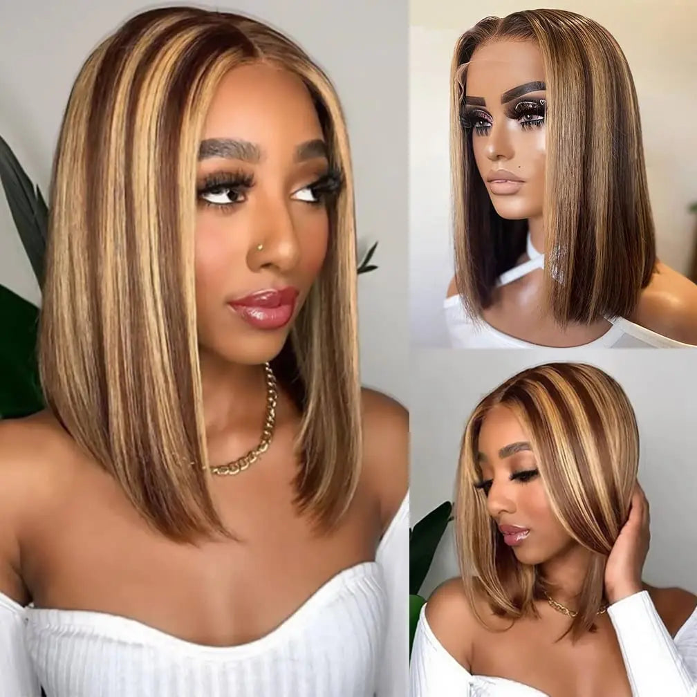 My StoreWigHighlight Wig Human Hair Bob Wig Short Straight Body Curly Bob Wig LacHighlight Wig Human Hair Bob Wig Short Straight Body Curly Bob Wig Lace Front Human Hair Wigs Piano Cheap Wig