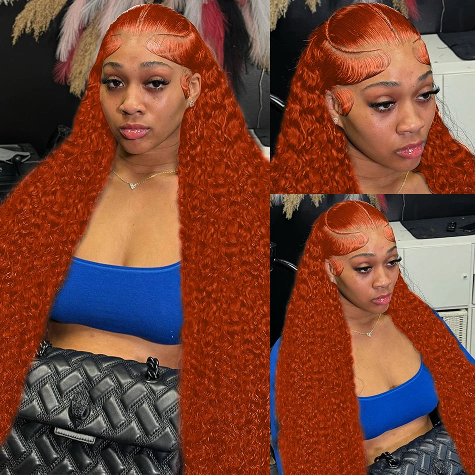 My StoreWigLuvin Ginger Orange Curly 13x6 Lace Front Wigs Transparent HD 30 36 inLuvin Ginger Orange Curly 13x6 Lace Front Wigs Transparent HD 30 36 inch Deep Wave 13x4 Human Hair Lace Frontal Wigs