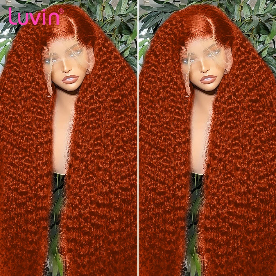 My StoreWigLuvin Ginger Orange Curly 13x6 Lace Front Wigs Transparent HD 30 36 inLuvin Ginger Orange Curly 13x6 Lace Front Wigs Transparent HD 30 36 inch Deep Wave 13x4 Human Hair Lace Frontal Wigs