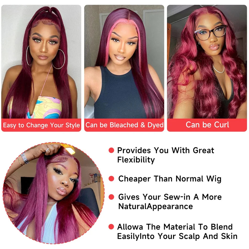 My StoreWig13x4 99J Burgundy Red Colored Lace Front Human Hair Wigs For Women Pre13x4 99J Burgundy Red Colored Lace Front Human Hair Wigs