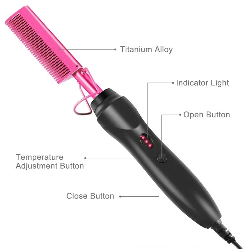 My Store Electric Hot Heating Comb Hair Straightener Curler Flat Irons