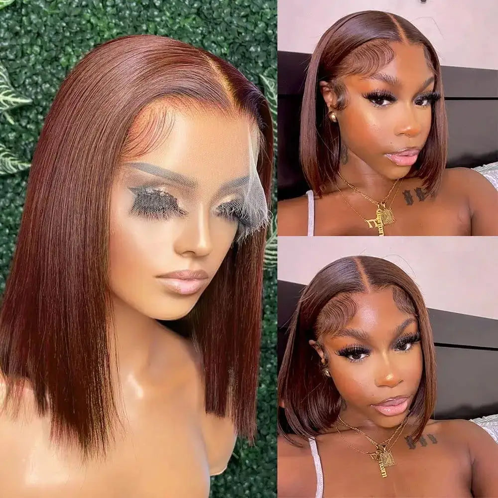 My StoreWig13x4 Lace Front Wig Bob Human Hair Brown Straight 180% Full Density HD13x4 Lace Front Wig Bob Human Hair Brown Straight 180% Full Density HD Transparent Lace Frontal Wigs bob hair lace front wig