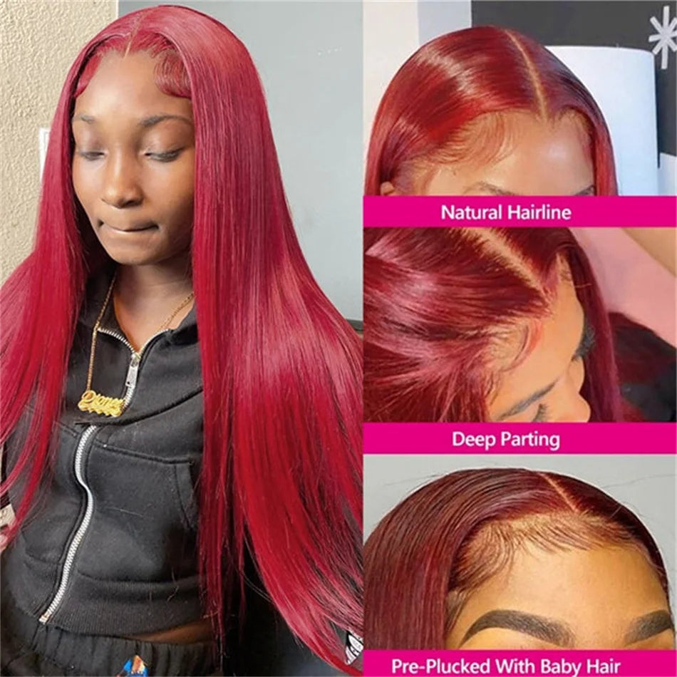 My StoreWig13x4 99J Burgundy Red Colored Lace Front Human Hair Wigs For Women Pre13x4 99J Burgundy Red Colored Lace Front Human Hair Wigs