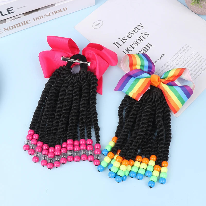 My StoreWigWigs Beaded Braided Ponytail Women Hair Extensions Fiber Braiding ChilWigs Beaded Braided Ponytail Women Hair Extensions Fiber Braiding Child Synthetic Beads Wigs Bows Children'