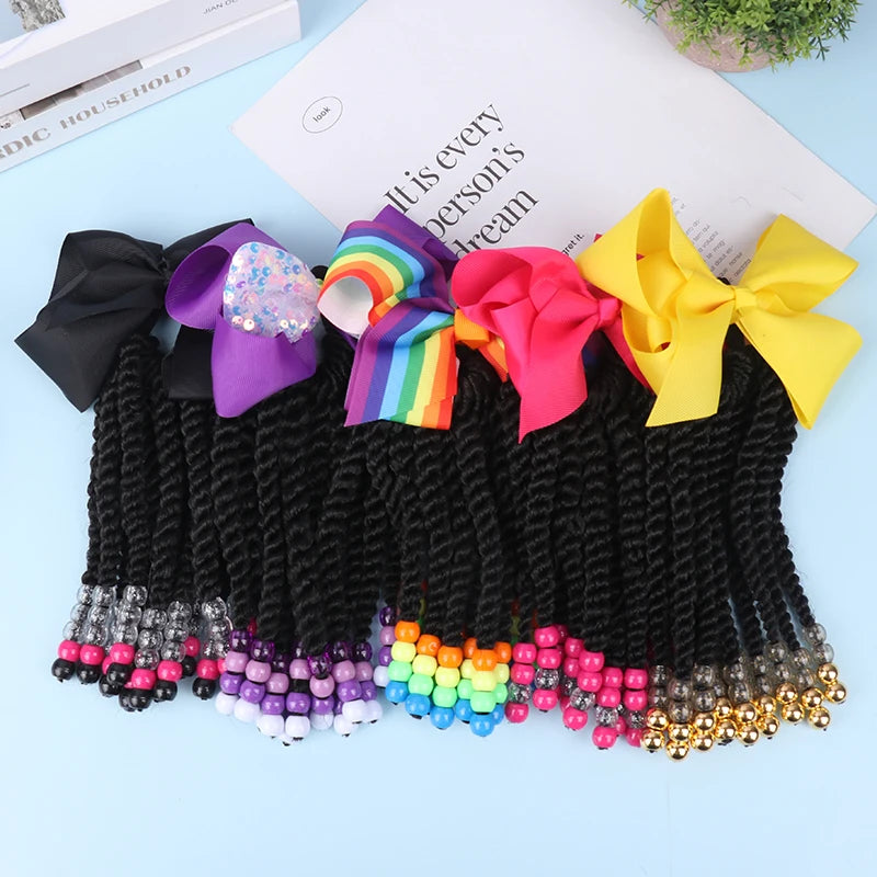 My StoreWigWigs Beaded Braided Ponytail Women Hair Extensions Fiber Braiding ChilWigs Beaded Braided Ponytail Women Hair Extensions Fiber Braiding Child Synthetic Beads Wigs Bows Children'