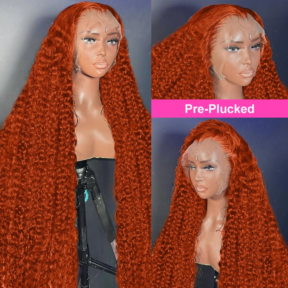 My StoreWigLuvin Ginger Orange Curly 13x6 Lace Front Wigs Transparent HD 30 36 inLuvin Ginger Orange Curly 13x6 Lace Front Wigs Transparent HD 30 36 inch Deep Wave 13x4 Human Hair Lace Frontal Wigs