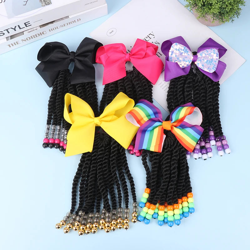 My StoreWigWigs Beaded Braided Ponytail Women Hair Extensions Fiber Braiding ChilWigs Beaded Braided Ponytail Women Hair Extensions Fiber Braiding Child Synthetic Beads Wigs Bows Children'