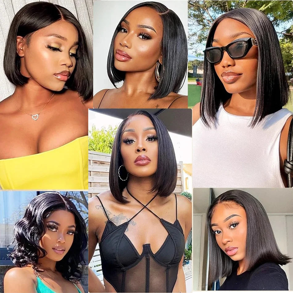 My StoreWigBone Straight Bob Wig Lace Front 100% Human Hair Wigs For Women Short Bone Straight Bob Wig Lace Front 100% Human Hair Wigs