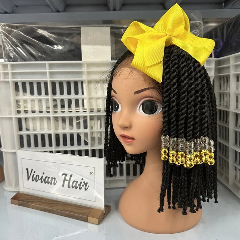 My StoreWigWigs Beaded Braided Ponytail Women Hair Extensions Fiber Braiding ChilWigs Beaded Braided Ponytail Women Hair Extensions Fiber Braiding Child Synthetic Beads Wigs Bows Children'