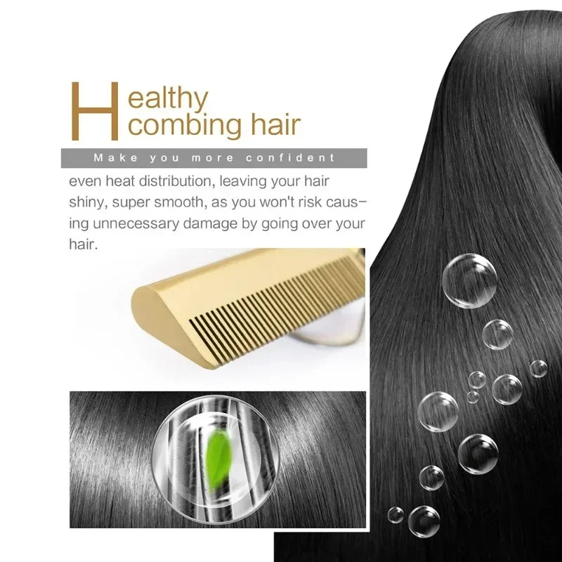 My Store Electric Hot Heating Comb Hair Straightener Curler Flat Irons