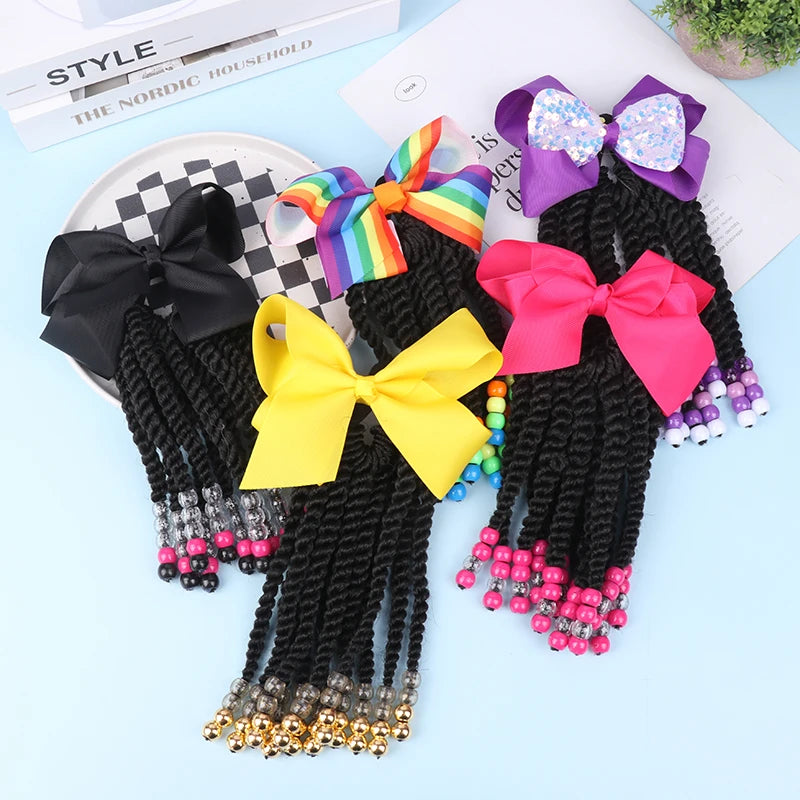 My StoreWigWigs Beaded Braided Ponytail Women Hair Extensions Fiber Braiding ChilWigs Beaded Braided Ponytail Women Hair Extensions Fiber Braiding Child Synthetic Beads Wigs Bows Children'