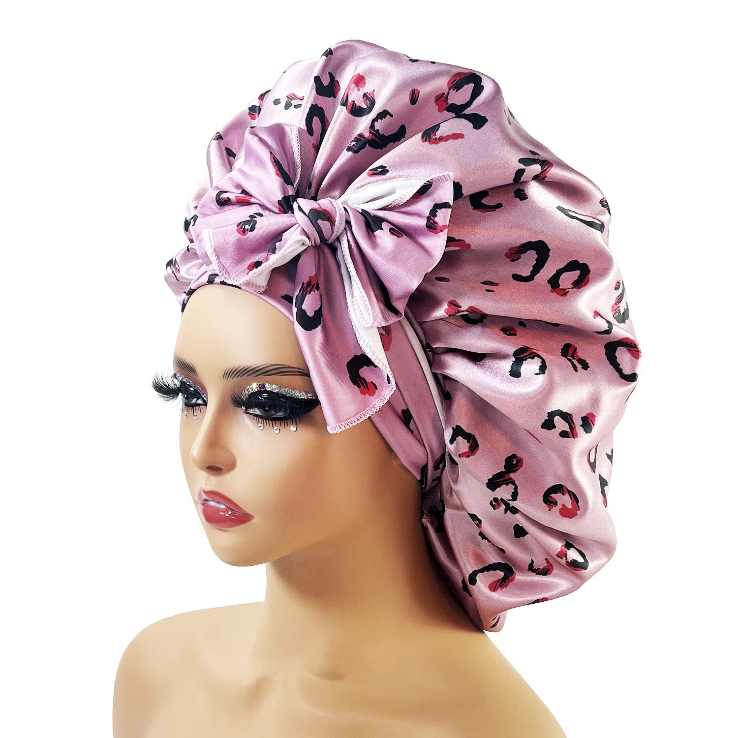 My StoreWigNew Large Satin Bonnet Silk Night Sleeping Cap With Head Tie Band BonnLarge Satin Bonnet Silk Night Sleeping Cap