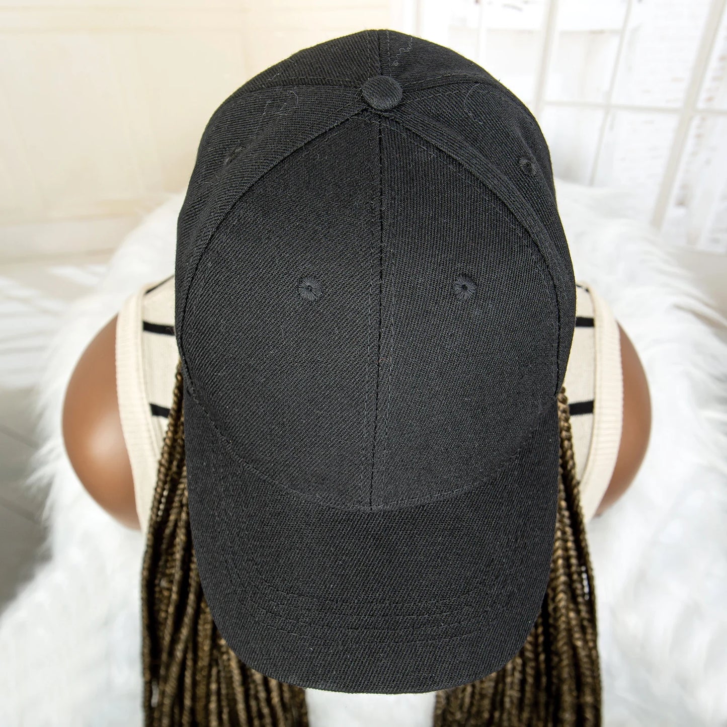 My StoreWig40 Inches Black Baseball Hat With Synthetic Braided Hair Wig ExtensionSynthetic Braided Hair Wig Extensions Connect Adjustable Braided Hat