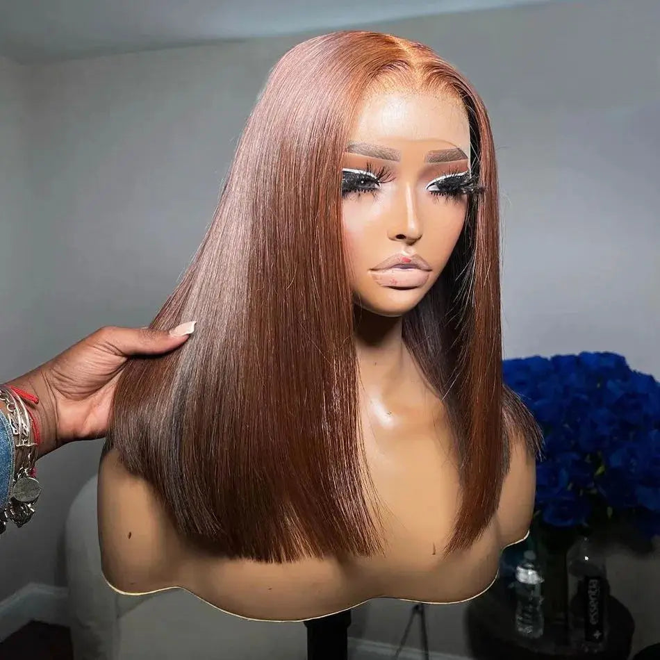 My StoreWig13x4 Lace Front Wig Bob Human Hair Brown Straight 180% Full Density HD13x4 Lace Front Wig Bob Human Hair Brown Straight 180% Full Density HD Transparent Lace Frontal Wigs bob hair lace front wig