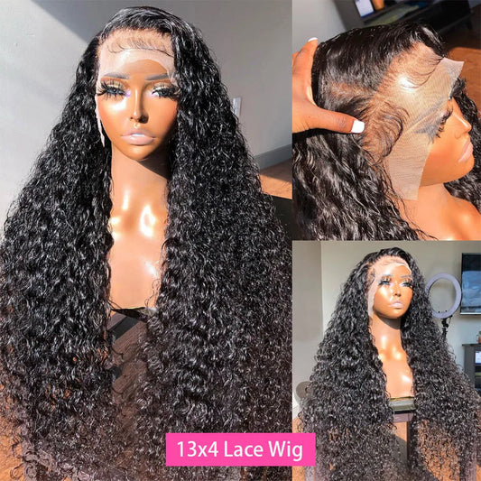 curly 100% human hair wigs hd lace wig 13x6 lace frontal wig deep wave water wave cheap wigs