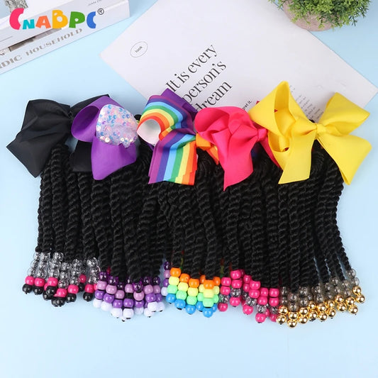 My StoreWigWigs Beaded Braided Ponytail Women Hair Extensions Fiber Braiding ChilWigs Beaded Braided Ponytail Women Hair Extensions Fiber Braiding Child Synthetic Beads Wigs Bows Children'