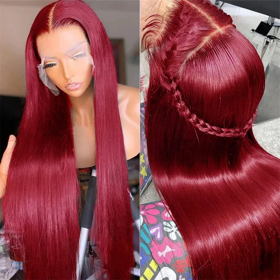 My StoreWig13x4 99J Burgundy Red Colored Lace Front Human Hair Wigs For Women Pre13x4 99J Burgundy Red Colored Lace Front Human Hair Wigs