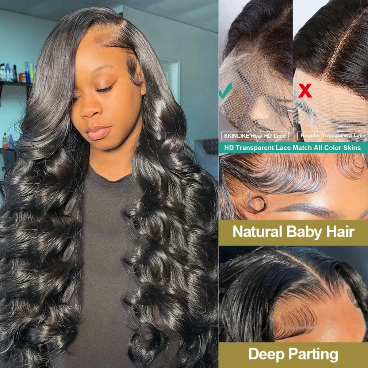 My StoreWig40 inch Hd Lace Front Wig Human Hair 13x6 Body Wave Lace Frontal Wig 140 inch Hd Lace Front Wig Human Hair 13x6 Body Wave Lace Frontal Wig 13x4 Loose Wave Lace Front Wigs Curly Wigs 100% Human Hair