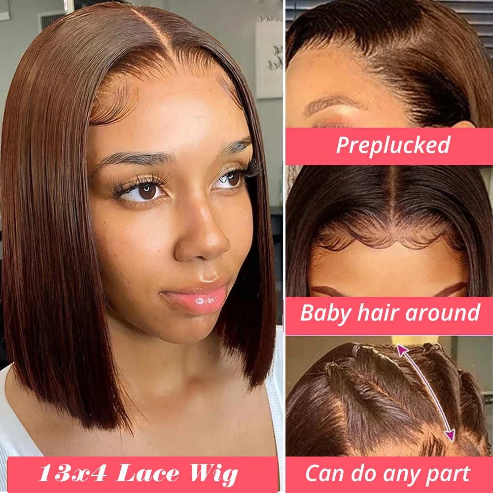 My StoreWig13x4 Lace Front Wig Bob Human Hair Brown Straight 180% Full Density HD13x4 Lace Front Wig Bob Human Hair Brown Straight 180% Full Density HD Transparent Lace Frontal Wigs bob hair lace front wig