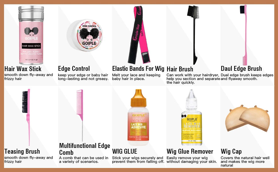 My StoreWigGOIPLE Lace Wig Glue Products Installation Kit Wig Caps Tint Mousse MeGOIPLE Lace Wig Glue Products Installation Kit Wig Caps Tint Mousse Melting Spray Edge Control Gel Slick Wax Stick Styling Tools