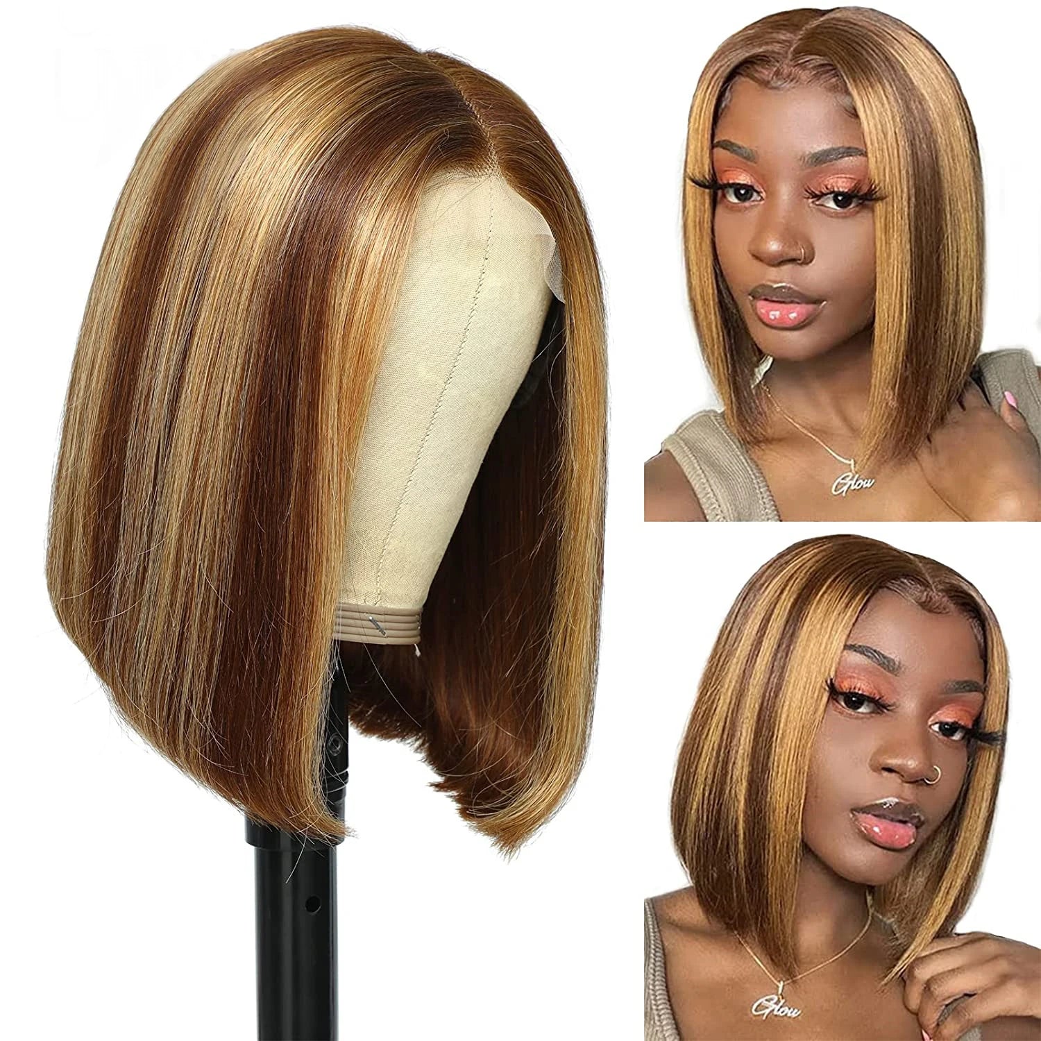 My StoreWigHighlight Wig Human Hair Bob Wig Short Straight Body Curly Bob Wig LacHighlight Wig Human Hair Bob Wig Short Straight Body Curly Bob Wig Lace Front Human Hair Wigs Piano Cheap Wig