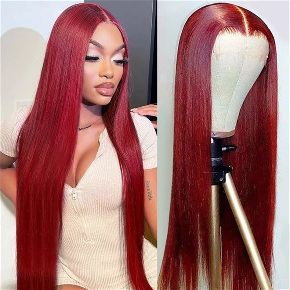 My StoreWig13x4 99J Burgundy Red Colored Lace Front Human Hair Wigs For Women Pre13x4 99J Burgundy Red Colored Lace Front Human Hair Wigs