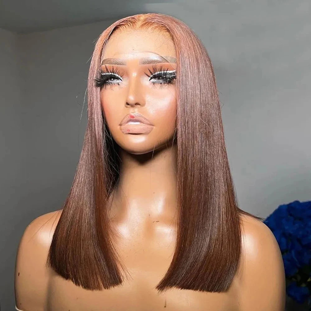 My StoreWig13x4 Lace Front Wig Bob Human Hair Brown Straight 180% Full Density HD13x4 Lace Front Wig Bob Human Hair Brown Straight 180% Full Density HD Transparent Lace Frontal Wigs bob hair lace front wig