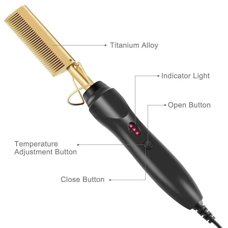 My Store Electric Hot Heating Comb Hair Straightener Curler Flat Irons